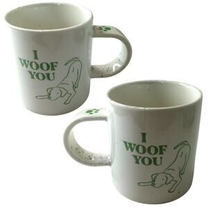 2‑PK 16oz Stoneware “I Woof You” Mugs – Room Essentials – White